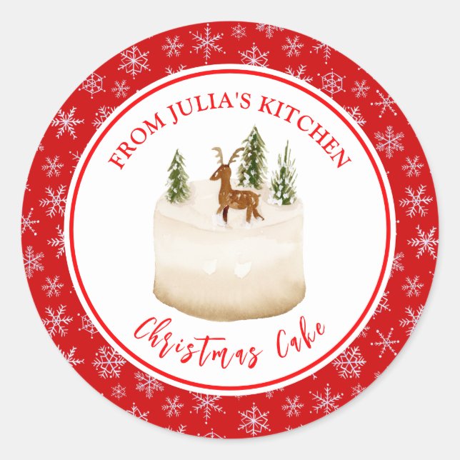 Sticker Rond Préparation de gâteau de Noël pour les fêtes (Devant)