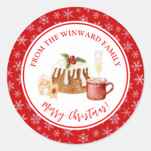 Sticker Rond Préparation de Noël : Pouding de Noël