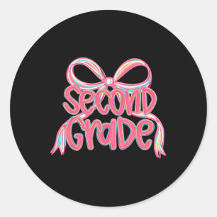 Sticker Rond Préparation pour la rentrée scolaire 2e année Rose