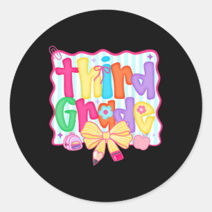 Sticker Rond Préparation rentrée scolaire 3e année Coquette Bow