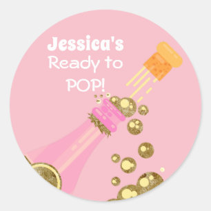 Sticker Rond Préparez pour sauter la faveur rose de baby showe