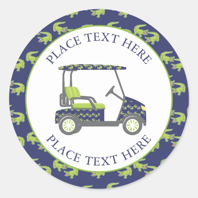 Sticker Rond Preppy Alligators Golf Cart (Devant)