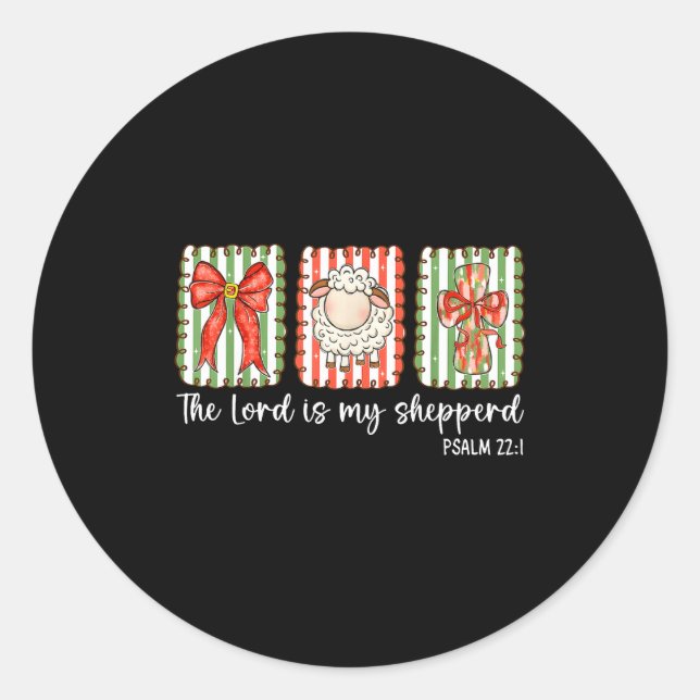 Sticker Rond Preppy Christian Bible Verse The Lord Is My Shephe (Devant)