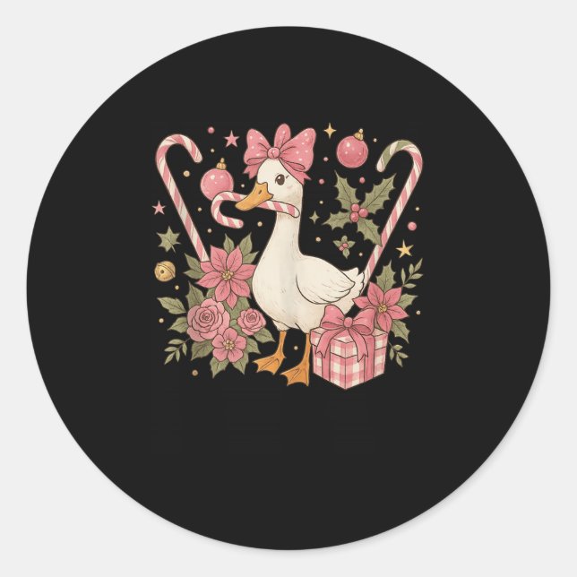 Sticker Rond Preppy Coquette Goose Christmas 2025 Family Matchi (Devant)