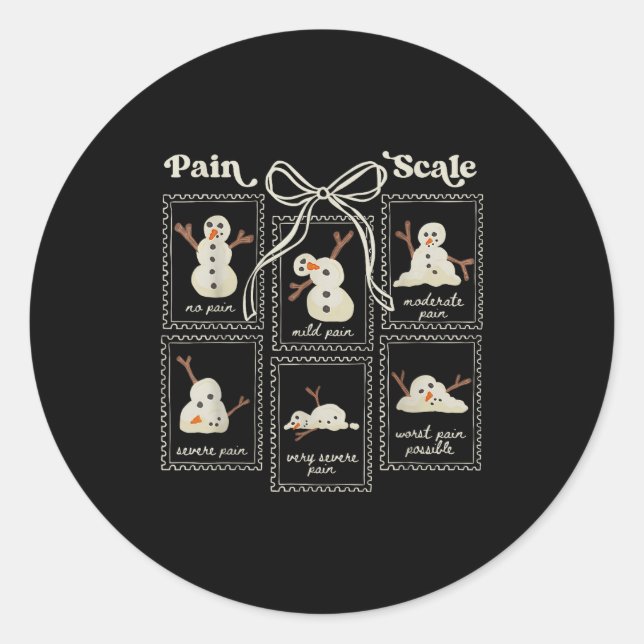 Sticker Rond Preppy Coquette Pain Scale Stamps Snowmen Trauma E (Devant)