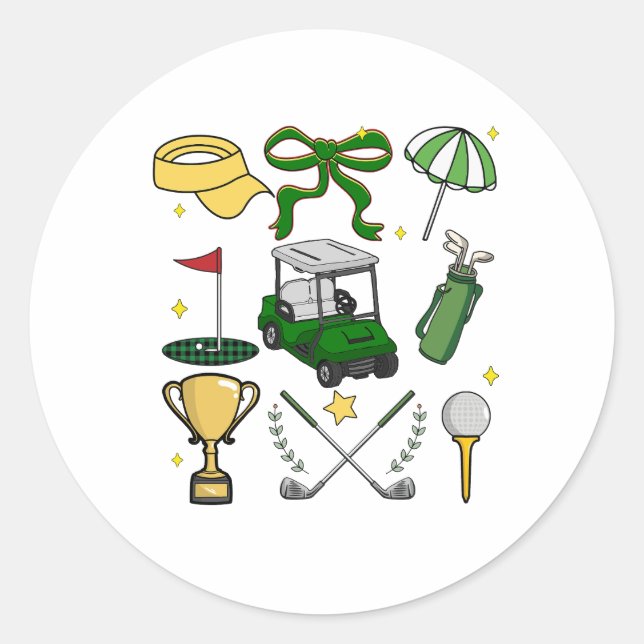 Sticker Rond Preppy Golf Coquette (Devant)