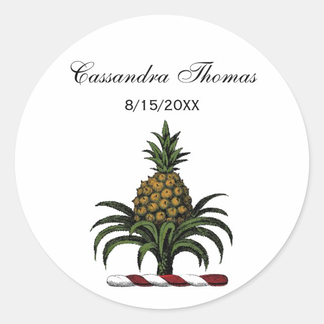 Sticker Rond Préppy Heraldic Crest couleur ananas RWT (Devant)