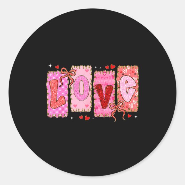 Sticker Rond Preppy Love Valentine Nk Coquette Bow Girl Women K (Devant)