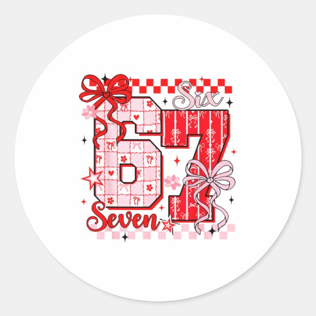 Sticker Rond Preppy Nk Valentine 67 Six Seven Meme Valentines D (Devant)