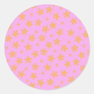 Sticker Rond Preppy Orange Rose Hippie Motif
