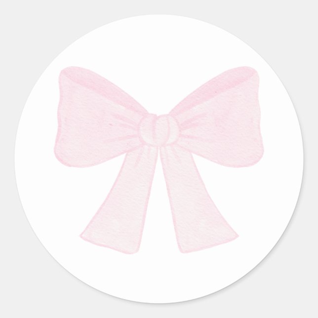 Sticker Rond Preppy Pink Bow Grandmillennial Premier anniversai (Devant)