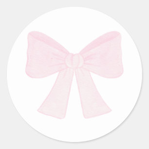 Sticker Rond Preppy Pink Bow Grandmillennial Premier anniversai