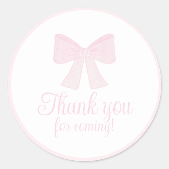 Sticker Rond Preppy Pink Bow Grandmillennial Premier anniversai (Devant)