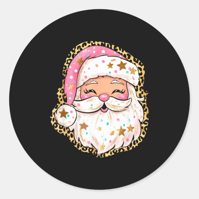 Sticker Rond Preppy Santa - Christmas - Funny Christmas - Happy (Devant)