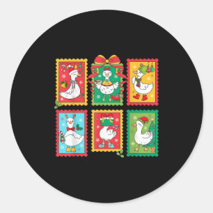 Sticker Rond Preppy Silly Goose Père Noël Timbre de Noël Joyeux