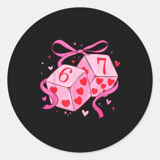 Sticker Rond Preppy Six Seven Valentine 6 7 Meme Funny Coquette (Devant)