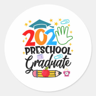 Sticker Rond Préscolaire Diplômé Pré-k Grad 2025 Préscolaire Gr