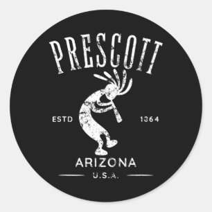 Sticker Rond Prescott Arizona Danser Kokopelli Distressé Desi