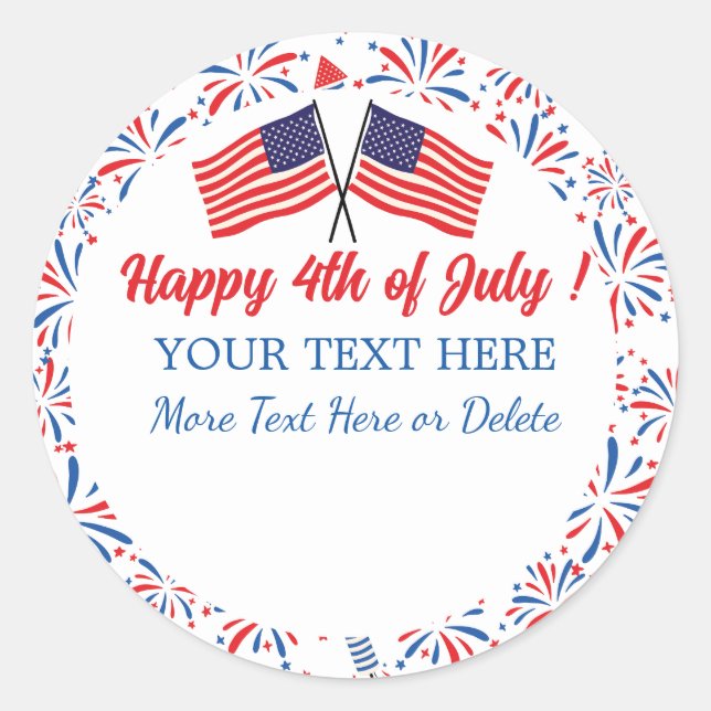 Sticker Rond Présentation 4 juillet Feu d'Indépendance (Devant)