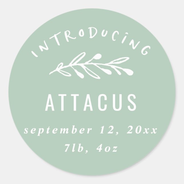 Sticker Rond Présentation du faire-part de naissance des branch (Devant)