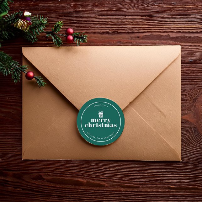 Sticker Rond Présenté Avec Une Bow Christmas Custom (Créateur téléchargé)