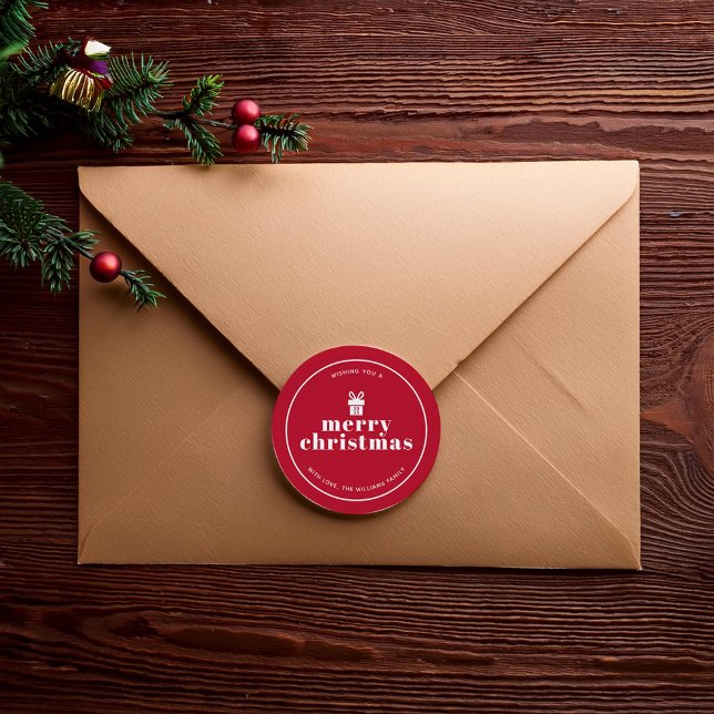 Sticker Rond Présenté Avec Une Bow Christmas Custom (Créateur téléchargé)