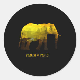 Sticker Rond Préserver Protéger Eléphant Protection De l'enviro