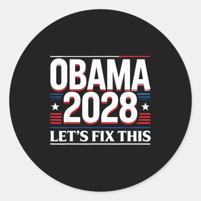 Sticker Rond President Barack Obama 2028 Rtrait Patriotic Democ (Devant)