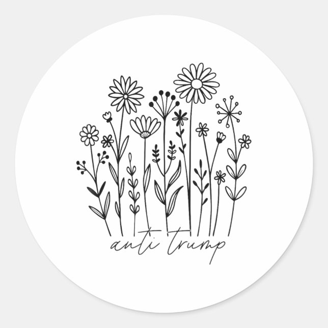 Sticker Rond Président démocrate de la fleur florale subtile an (Devant)