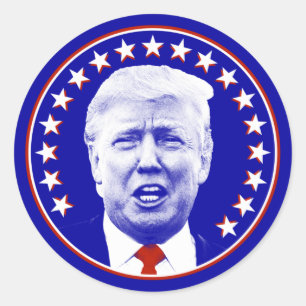 Sticker Rond Président Donald Trump en bleu