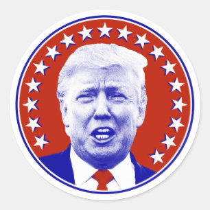 Sticker Rond Président Donald Trump en Rouge
