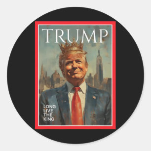 Sticker Rond Président Donald Trump Vive le roi 