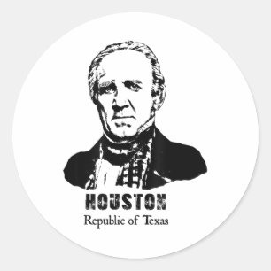 Sticker Rond Président général Sam Houston République Texas Rev