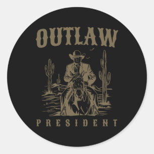 Sticker Rond Président hors-la-loi Trump Cowboy Trump Condamné