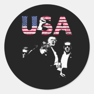 Sticker Rond Président Lutte Lutte Pour Les États-Unis 4 Juille
