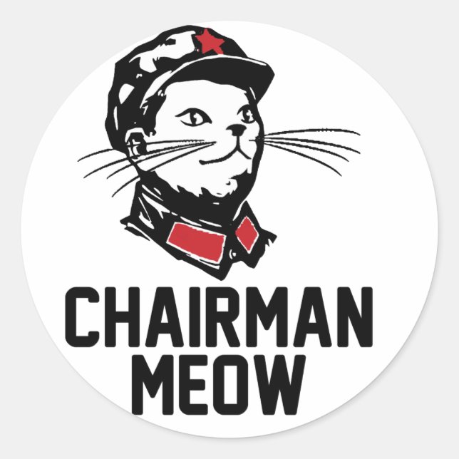 Sticker Rond Président Meow (Mao) Design (Devant)