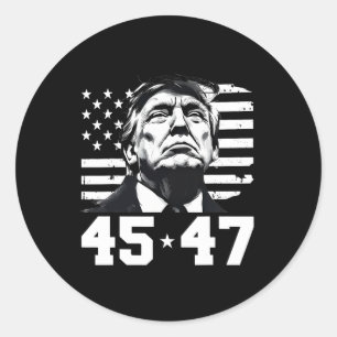 Sticker Rond Président Trump 45 47 Drapeau américain Trump Vanc