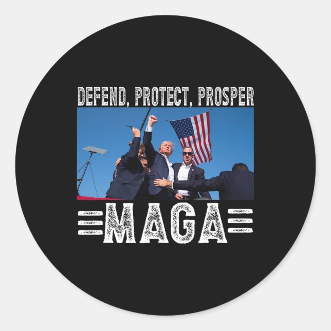 Sticker Rond Président Trump 45 47 Mega Defend Protect Prosper (Devant)