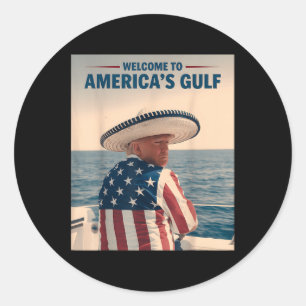 Sticker Rond Président Trump Amériques Golfe Mexique Sombrero A