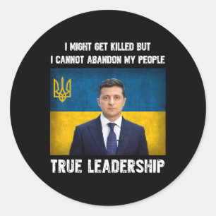 Sticker Rond Président Volodymyr Zelensky Ukraine Ukrainien Fla