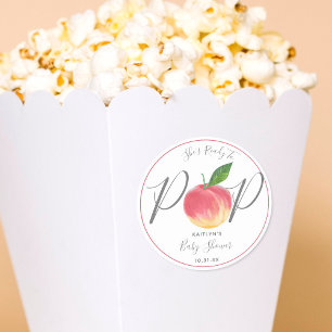 Sticker Rond Prêt À Appuyer Sur Le Baby shower De Pêche Aquarel