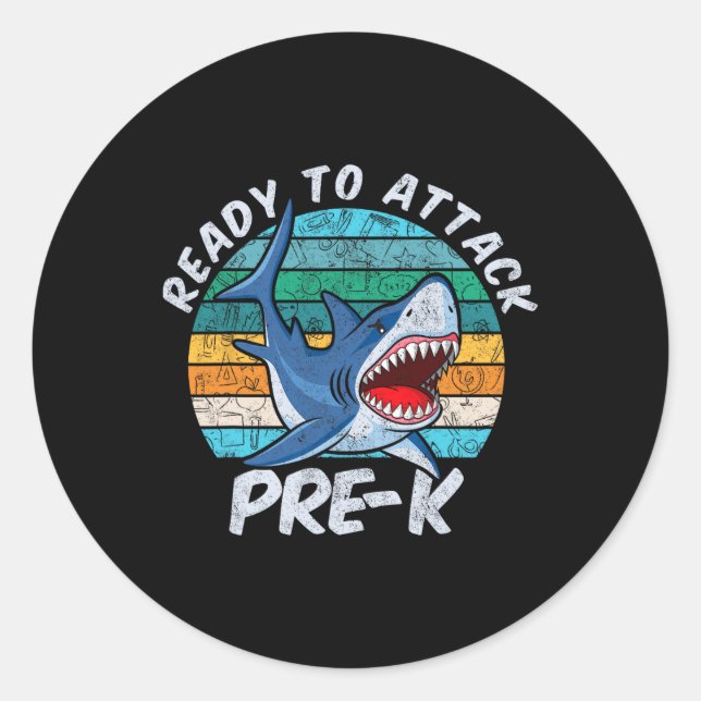 Sticker Rond Prêt À Attaquer Le Requin D'Avant-Garde Premier Jo (Devant)