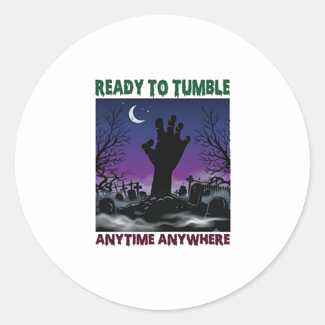 Sticker Rond Prêt à Bascule Main de Zombie Halloween Cimetière  (Devant)