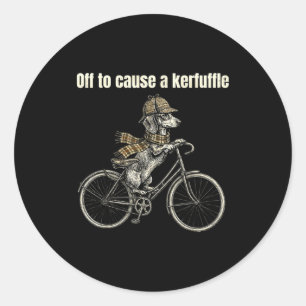 Sticker Rond Prêt à causer une pagaille de chien teckel drôle d