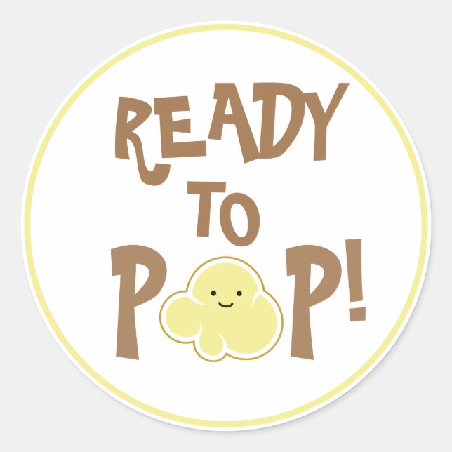 Sticker Rond Prêt à éclater Mignon noyau de pop-corn (Devant)