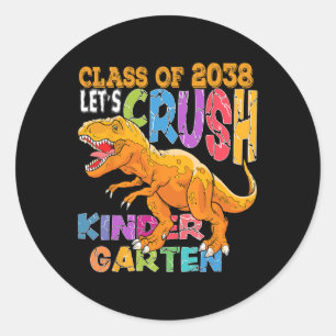 Sticker Rond Prêt à écraser la maternelle 2038 Dinosaur Back To