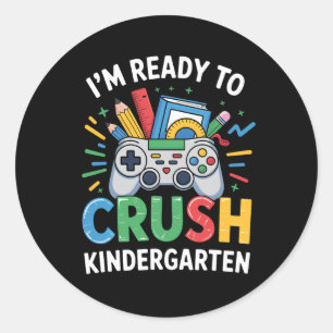 Sticker Rond Prêt à écraser le gamer de maternelle Ck à l'école