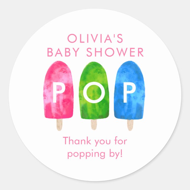 Sticker Rond Prêt à faire de la pop Popsicle Baby shower Merci (Devant)