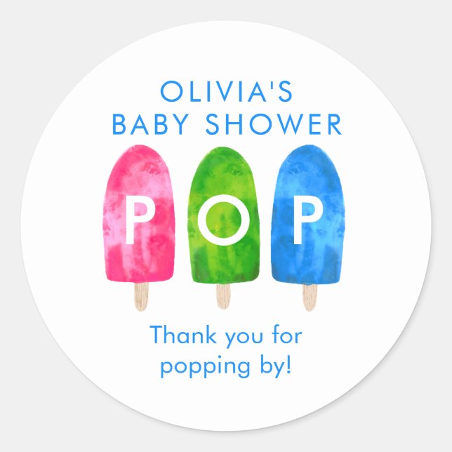 Sticker Rond Prêt à faire de la pop Popsicle Baby shower Merci (Devant)