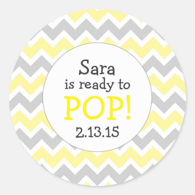 Sticker Rond Prêt à faire pivoter Baby shower Favor / chevron j (Devant)